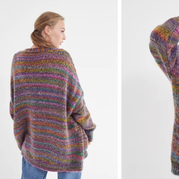 URBAN OUTFITTERS Space-Dye Oversized Rainbow Cardigan - Size S/P - Picture 9 of 9